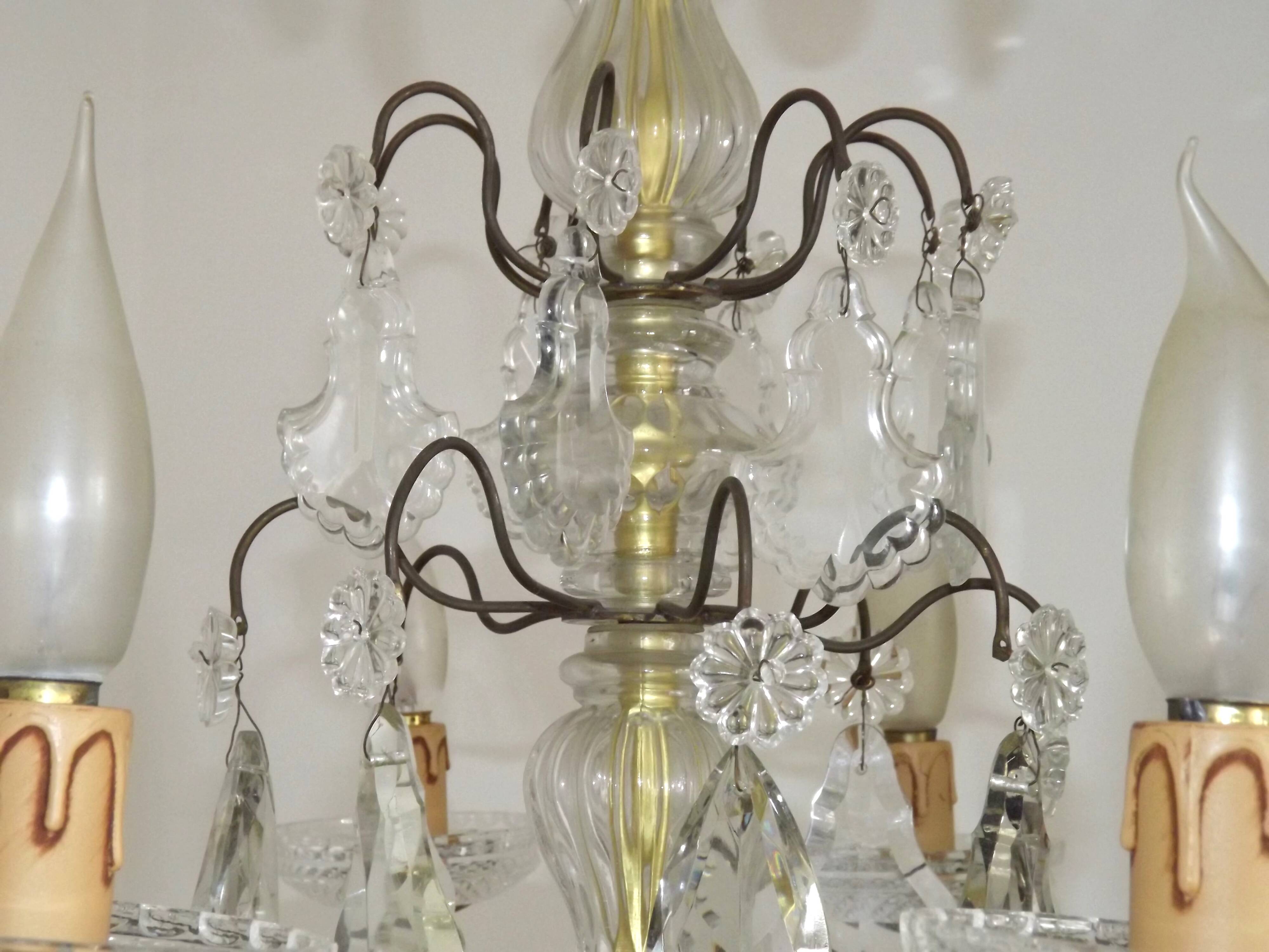 Lustre Rococo 8 lights in glass and antique bronze crystal 5199