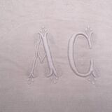 Set of 17 old damasked towels and monogram ac