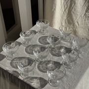 Set of 10 small vintage glass ice cream bowls.