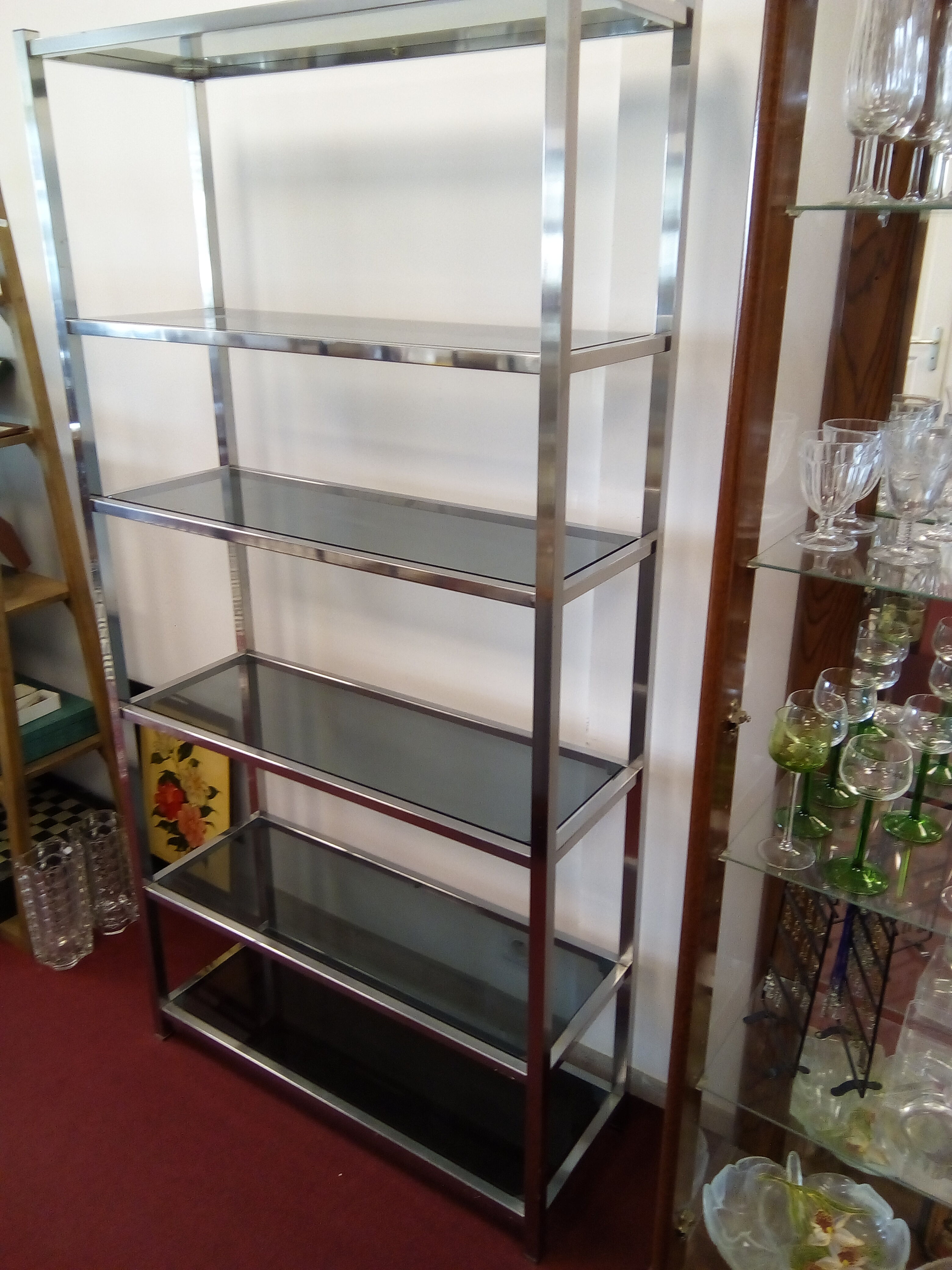 Glass metal shelf