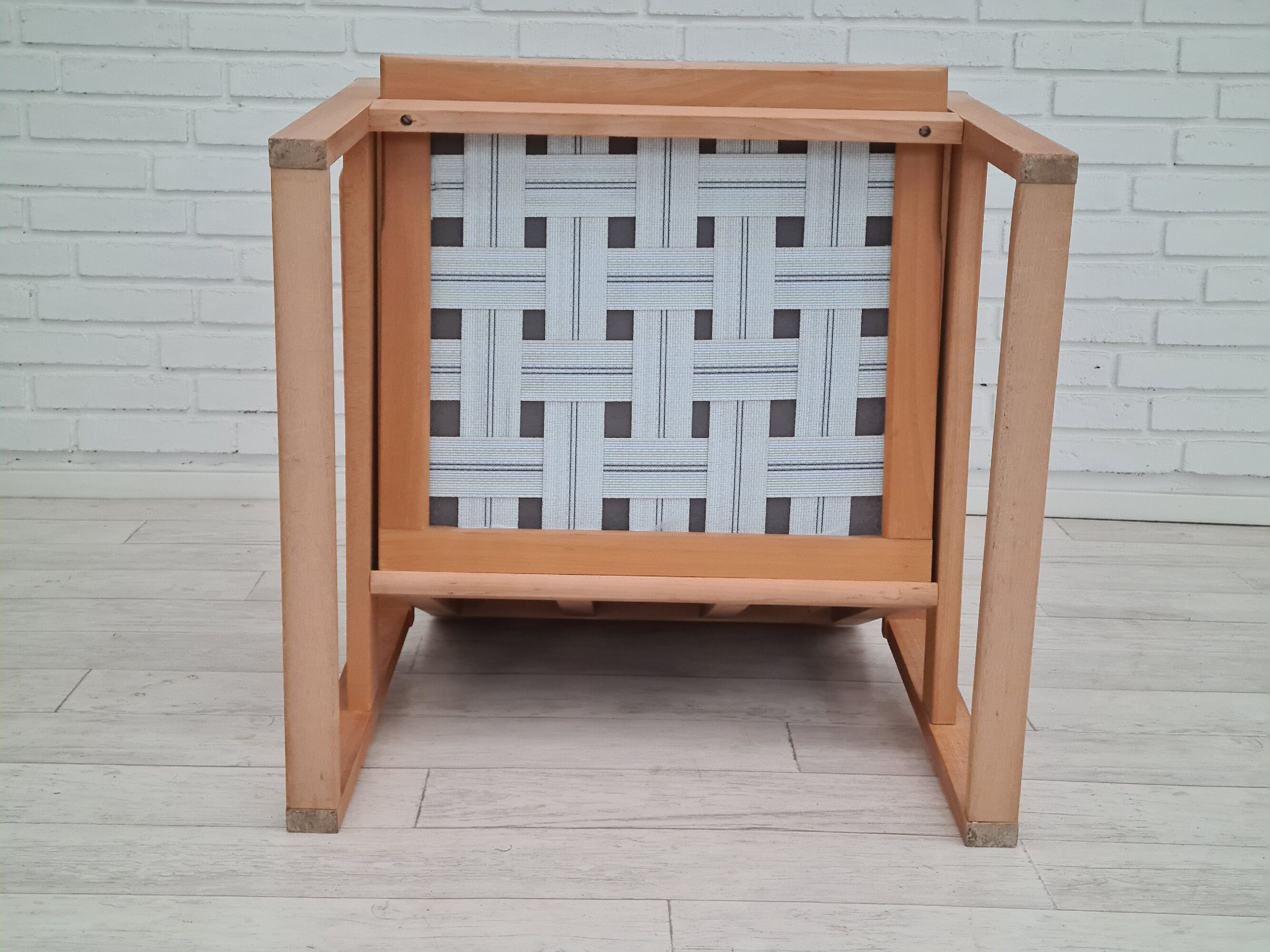 1970s, danish armchair, reupholstered, furniture wool, beech wood