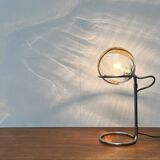 German table lamp from the mid-century space age, glass and chrome, 1960s.