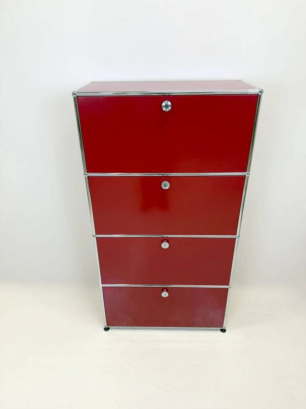 USM Haller « Rouge rubis » – Grand meuble de rangement (état neuf)