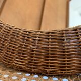 round woven rattan mirror, 1960s