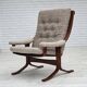 1970s, Norwegian design armchair, blend wool fabric, bent wood.