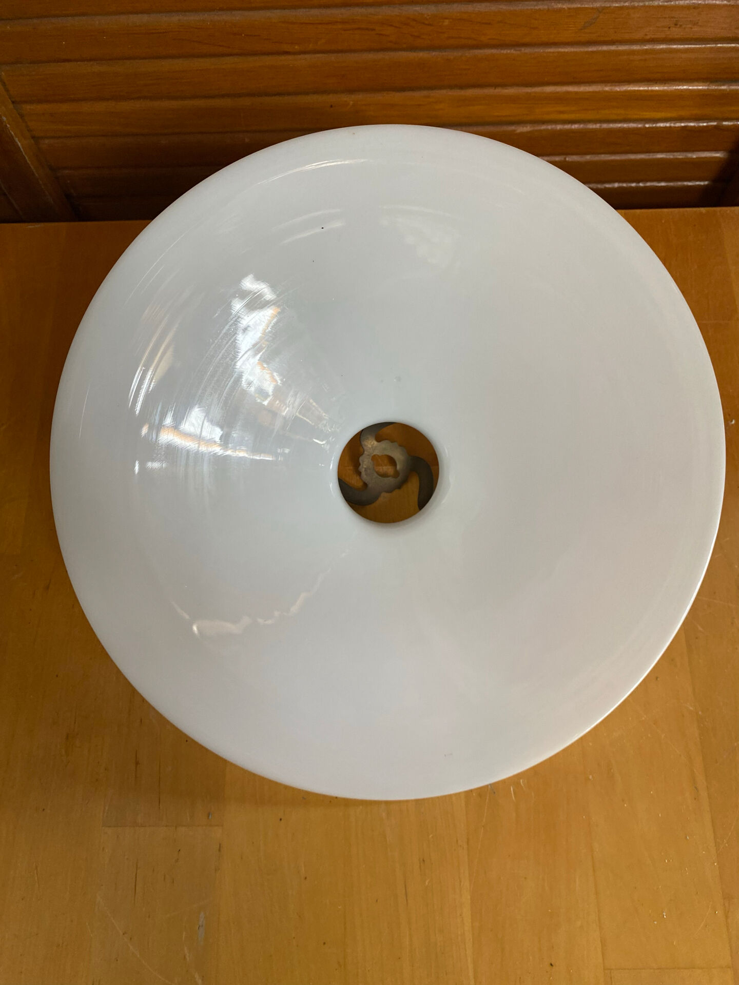 Vintage Suspension Old Shade Opaline White + Brass