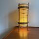Vintage handcrafted lamp in woven wool and wood veneer