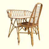 Bamboo and rattan desk and chair set, circa 1970