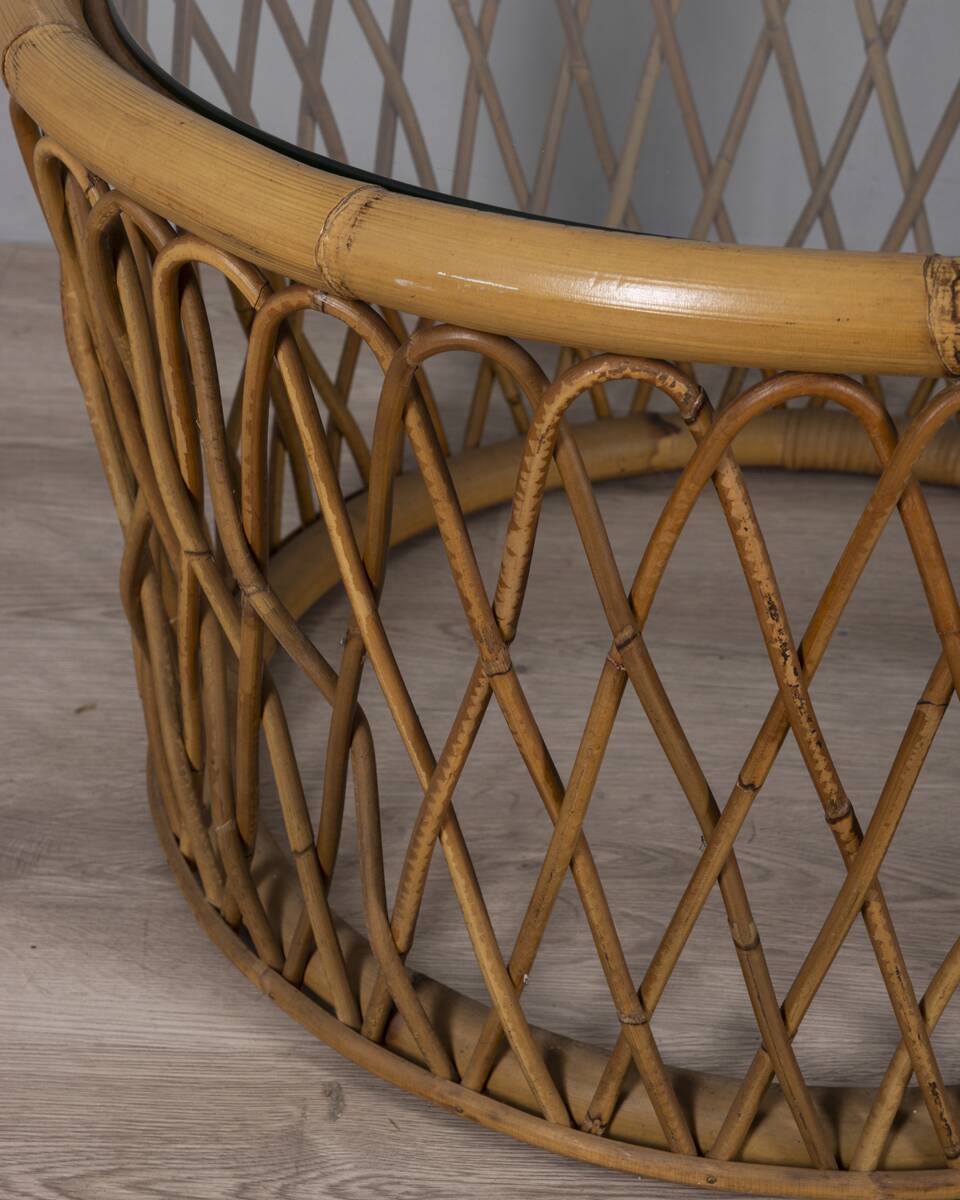 Vintage 1970s Italian design bamboo coffee table