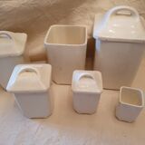 6 blue checkered jars