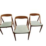 SET OF 6 JOHANNES ANDERSEN NO. 16 TEAK AND VELVET DINING CHAIRS