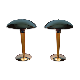 Pair of lamp called "liner" in wood and metal.