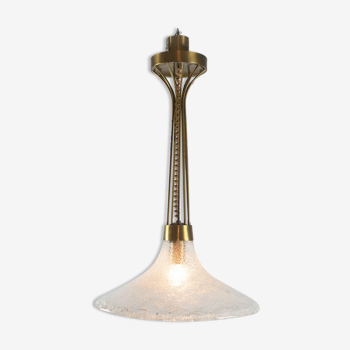 Lustre lumière unique experia verre laiton design années 70 vintage modernié