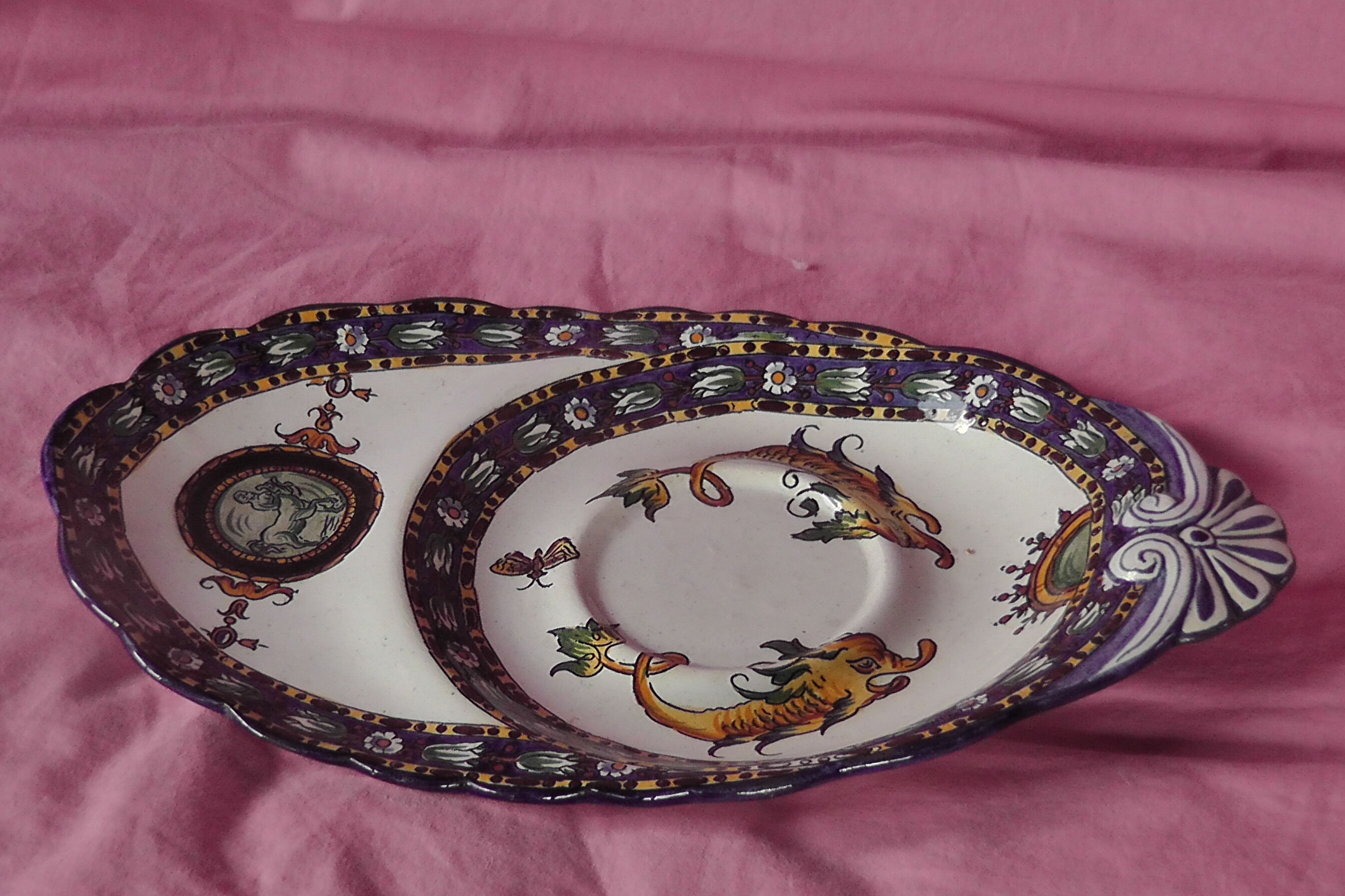 Lunch Faience toast of Gien XIXem century