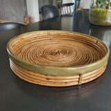 Plateau en rotin vintage