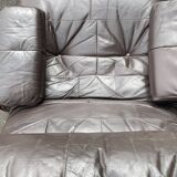 Pair of armchairs and ottoman leather Marsala by Michel Ducaroy for Ligne Roset 1970