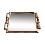 Art deco mirror top white wood and brass