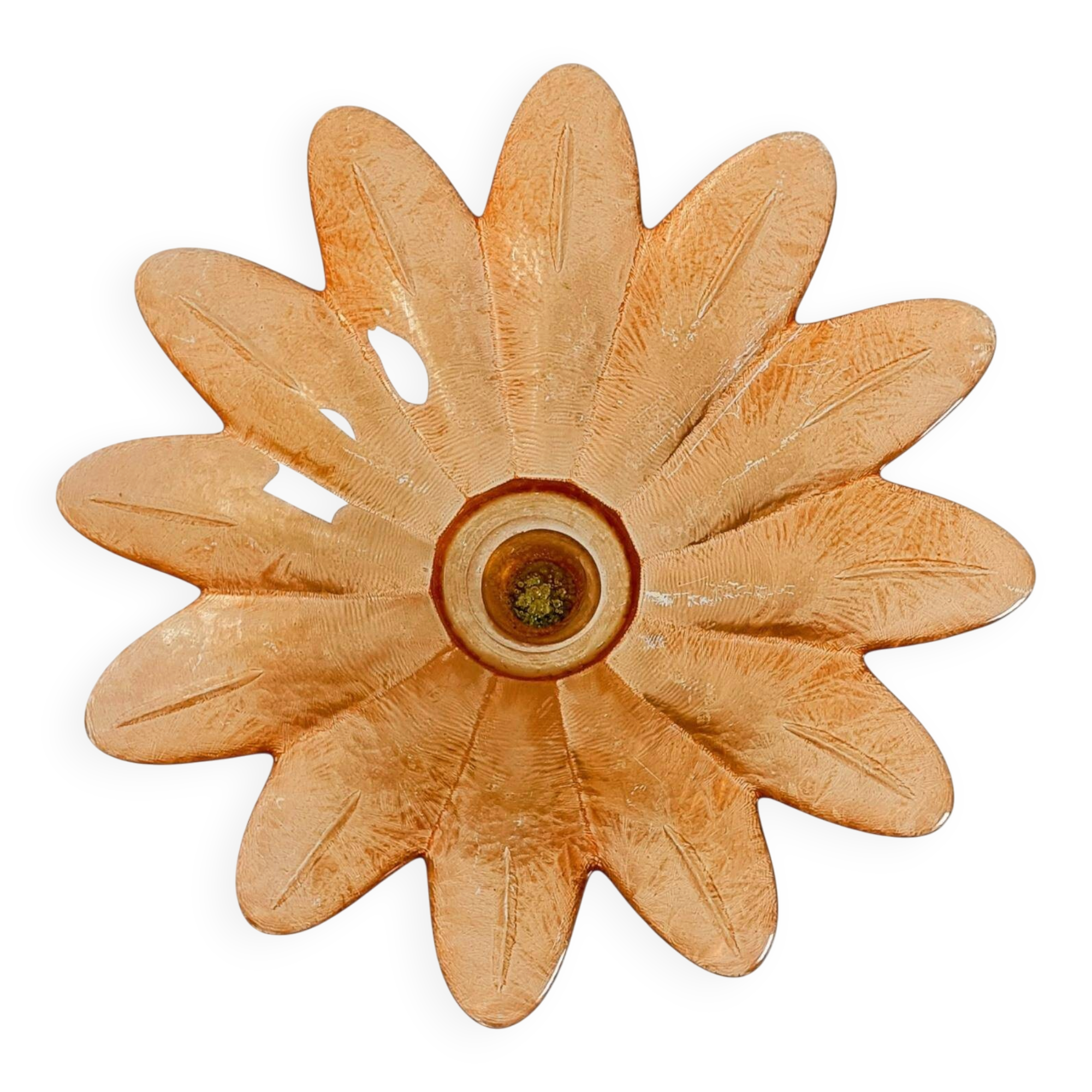 Art Nouveau Glass Compote Vase, Palm Tree Design, French, Early 20th-C