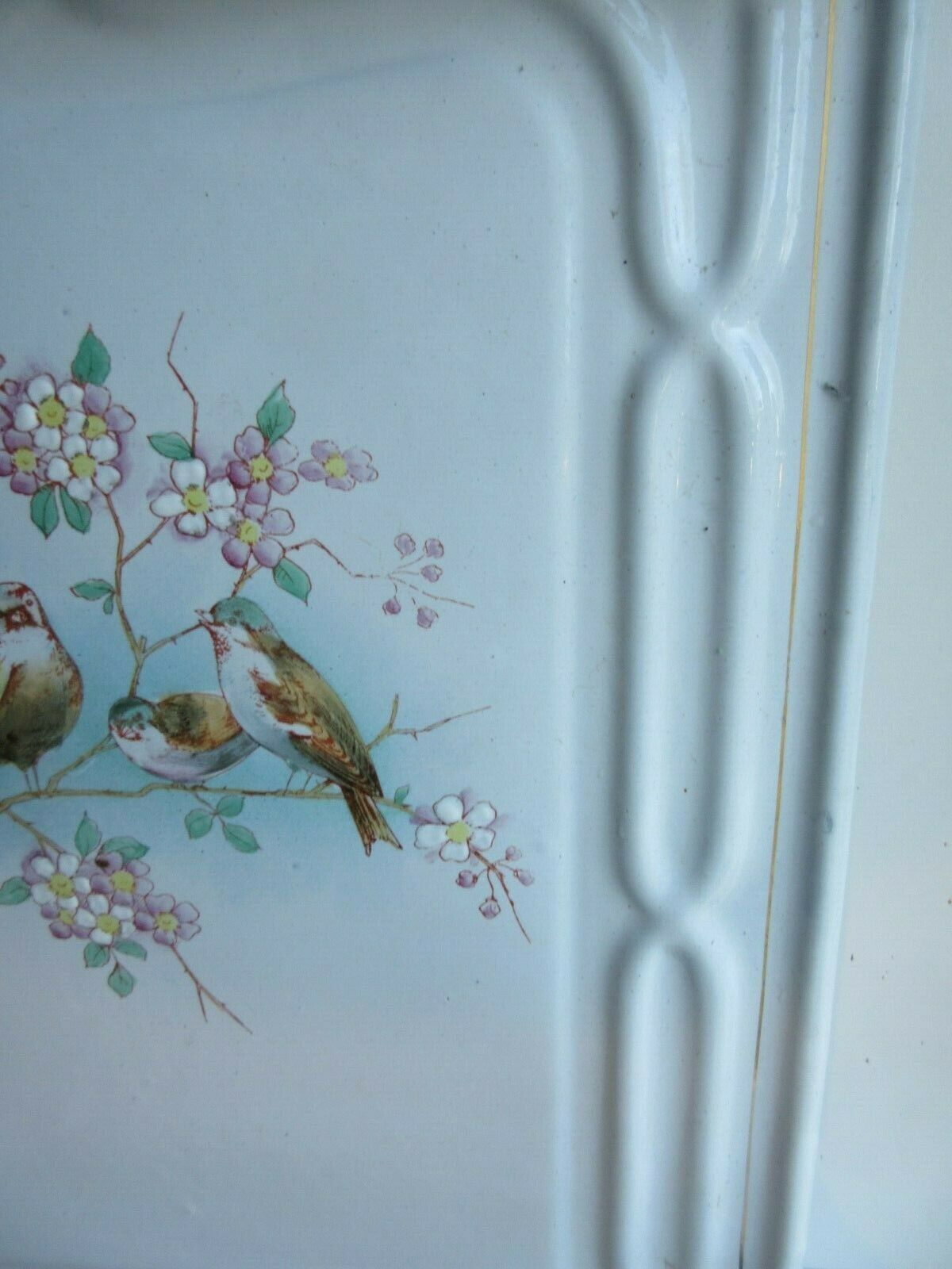 Porte-ustensiles de cuisine art déco tôle émaillée 3 oiseaux