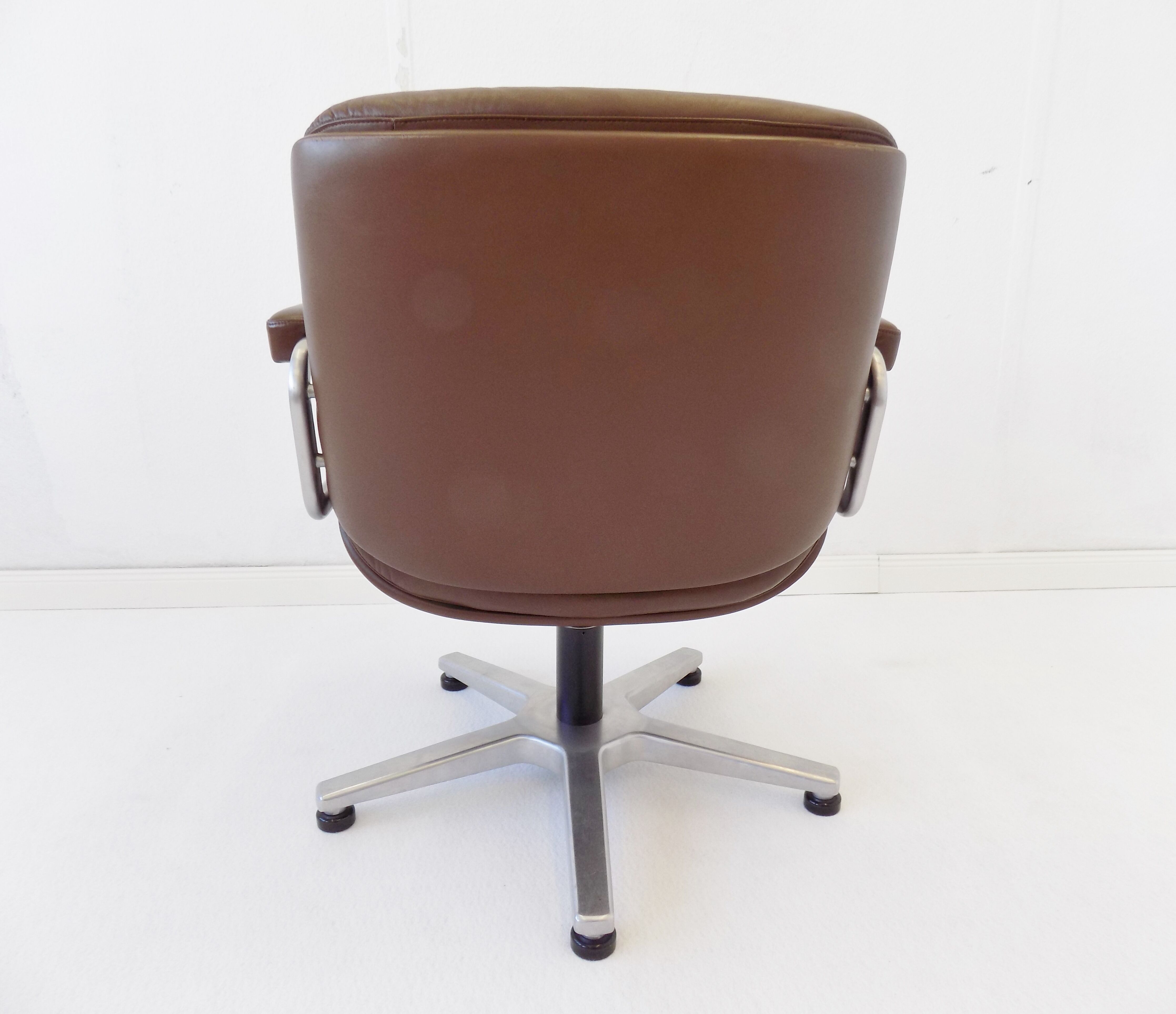 Martin Stoll brown leather office chair by Karl Dittert