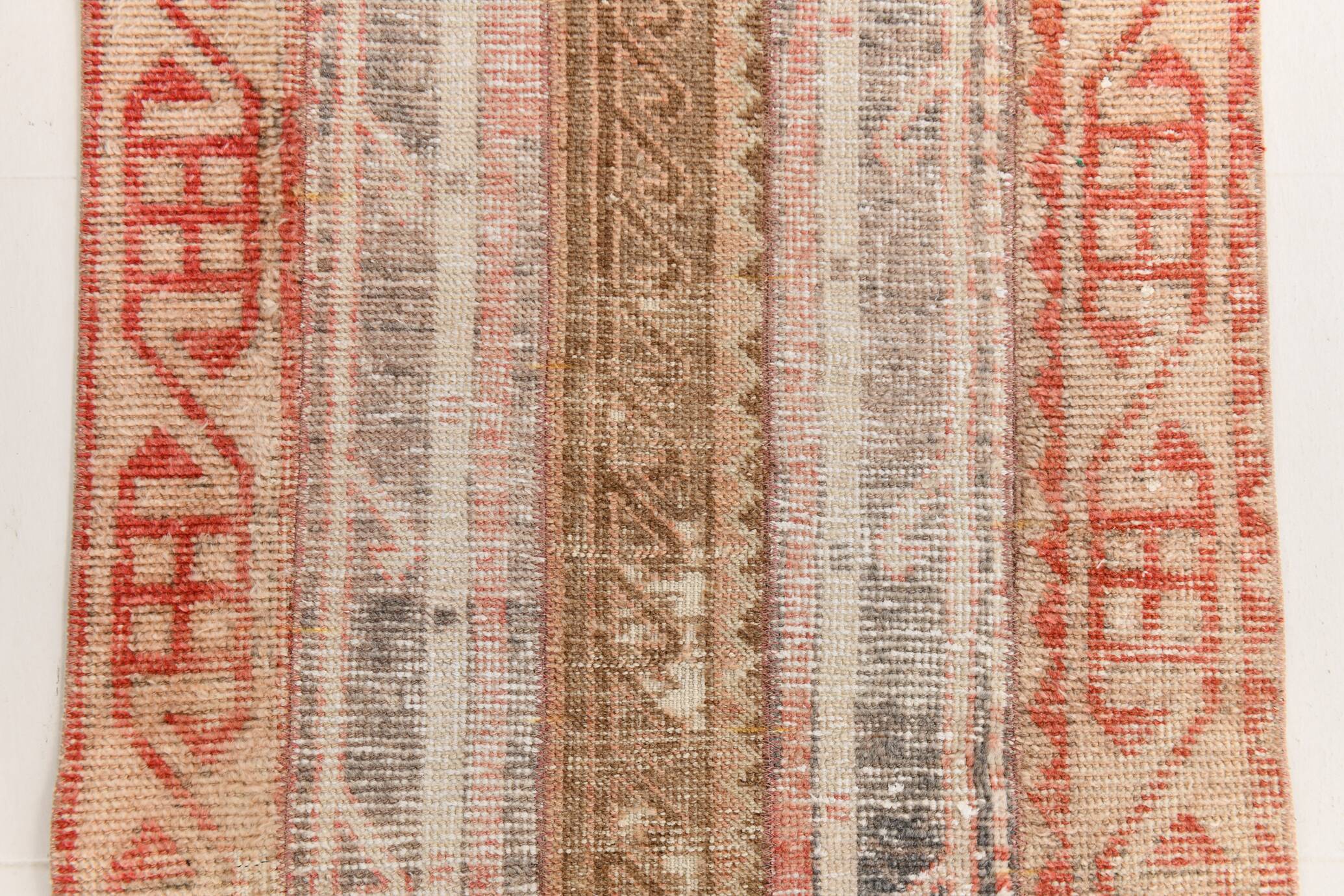 Tapis pour couloir rouge et beige, tapis vintage coureur, 70x289 cm