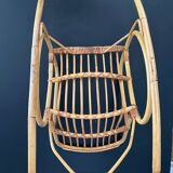 Fauteuil bascule rotin 1960