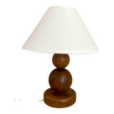 Lampe boules en bois, câble tissu 2M, abat-jour coton
