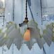 Suspension opaline blanche et jaune