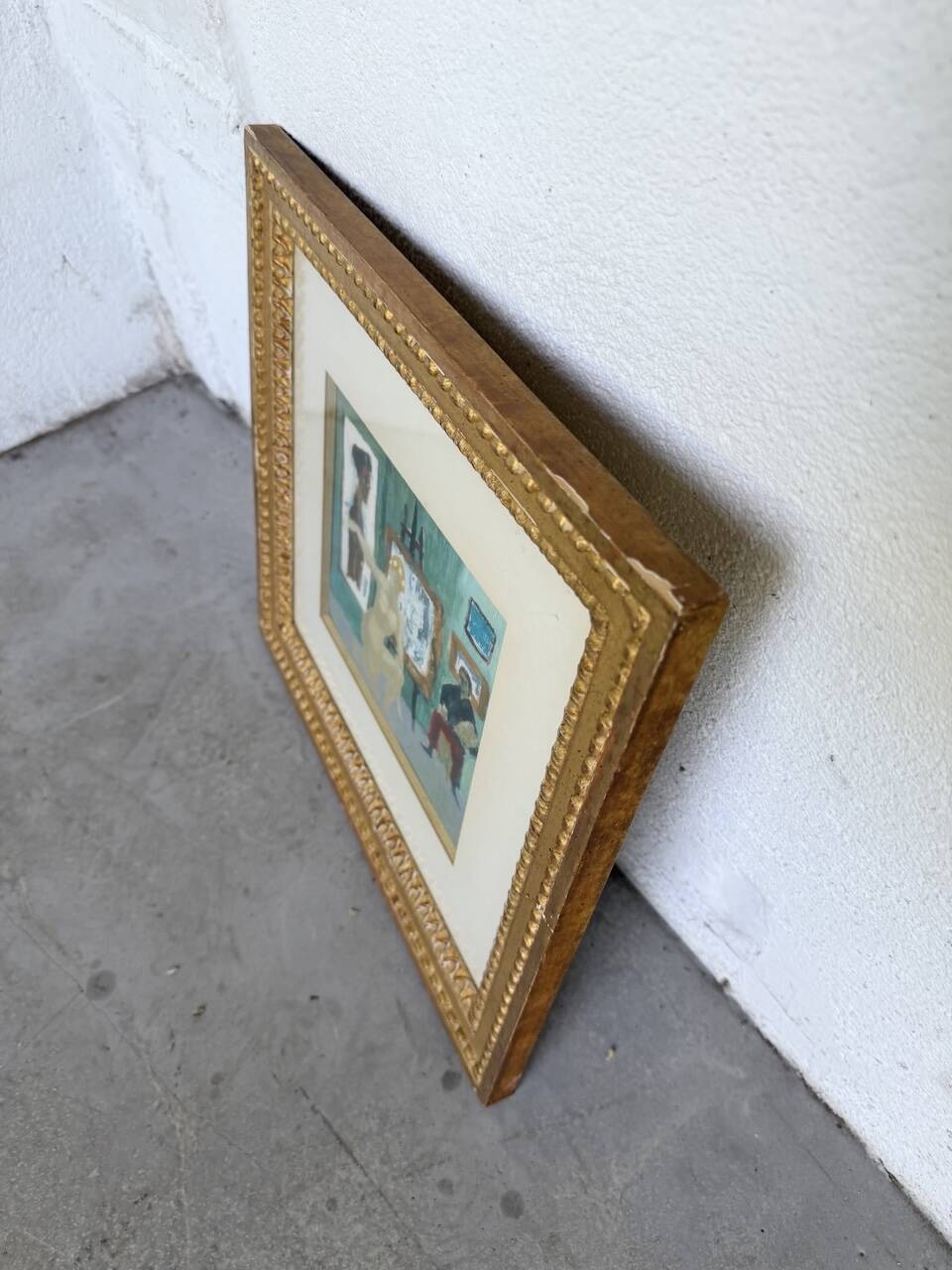 Framed nude oil painting