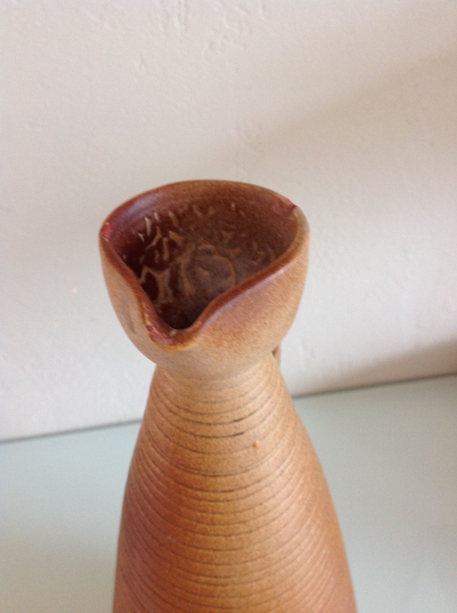 Conical soliflore vase in beige / vintage ceramic 60s-70s