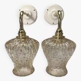 Paire d’appliques murales céramique et verre
