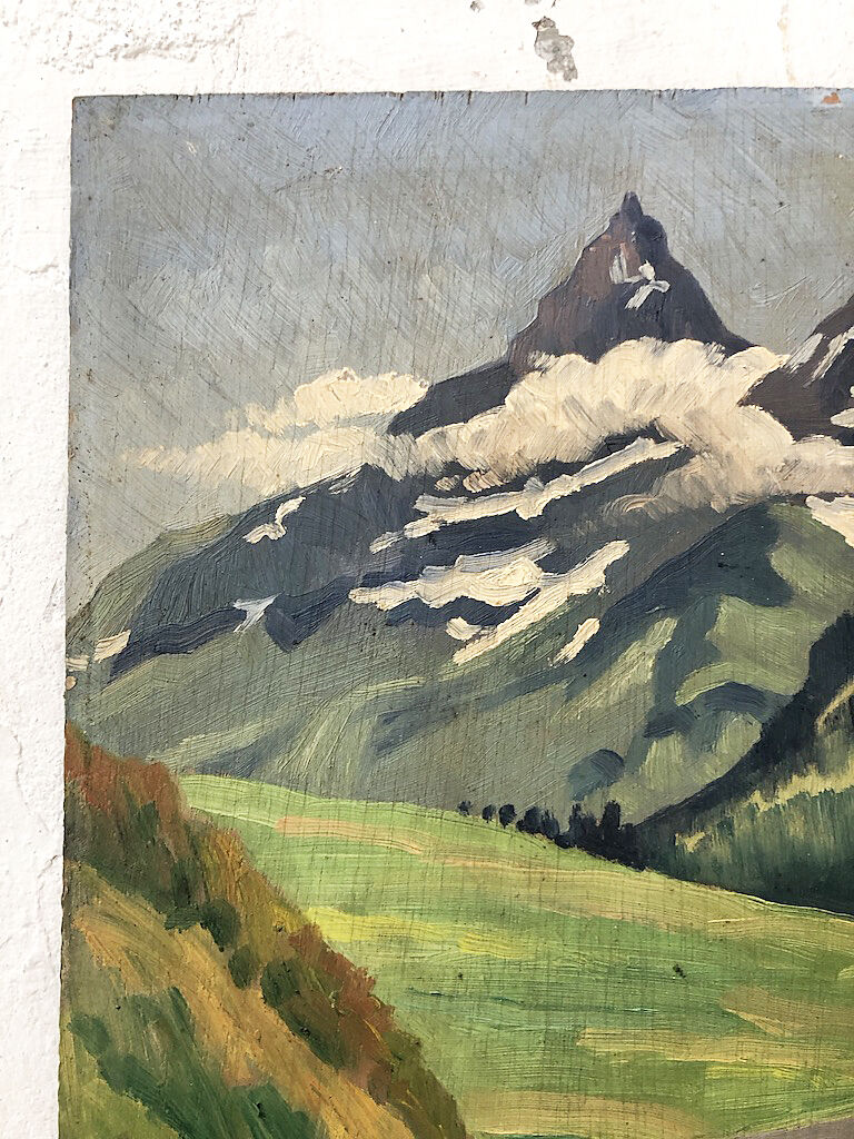 Oil painting landscape mountain 1947
