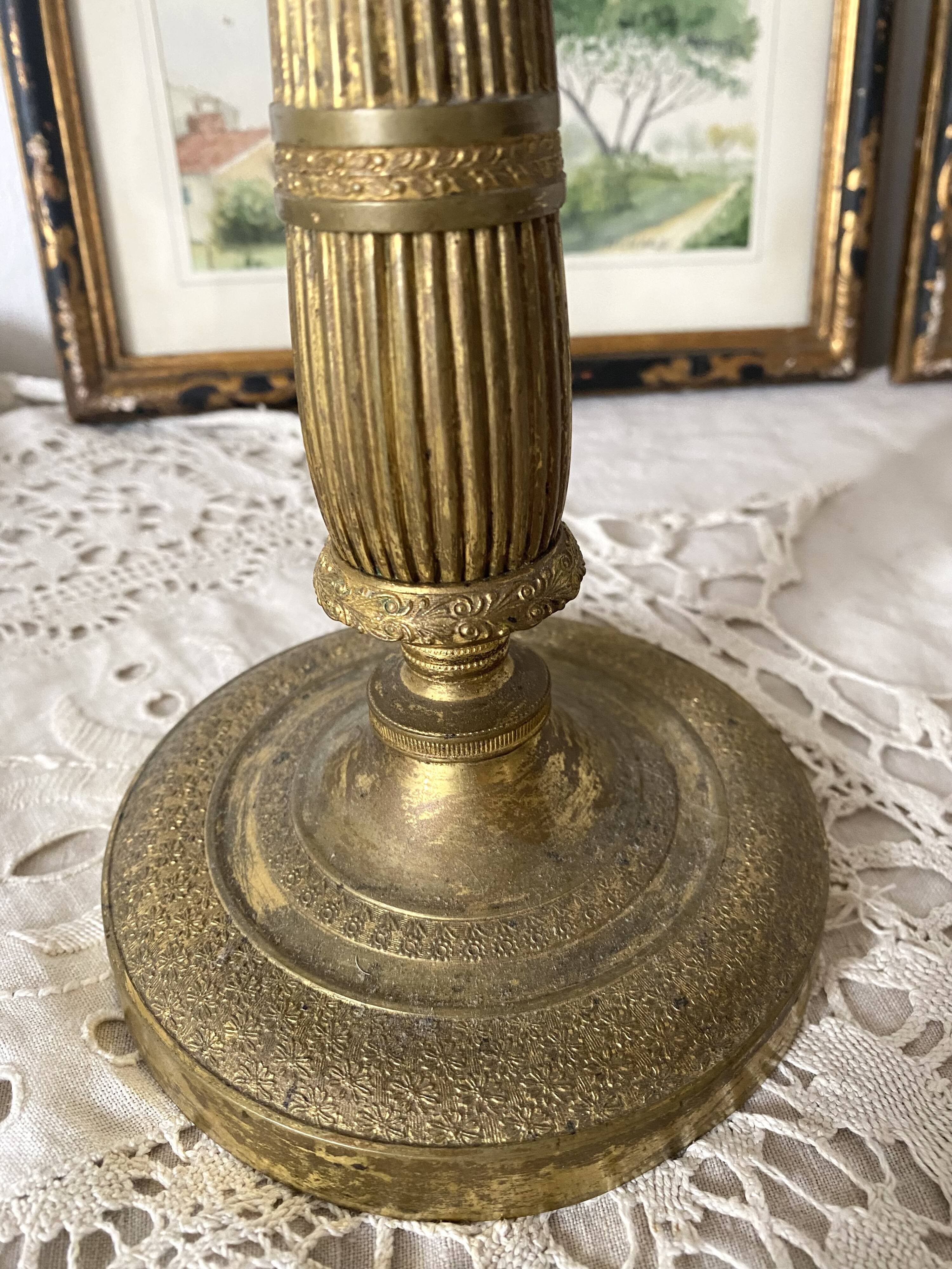 Antique brass candle holder 28 cm