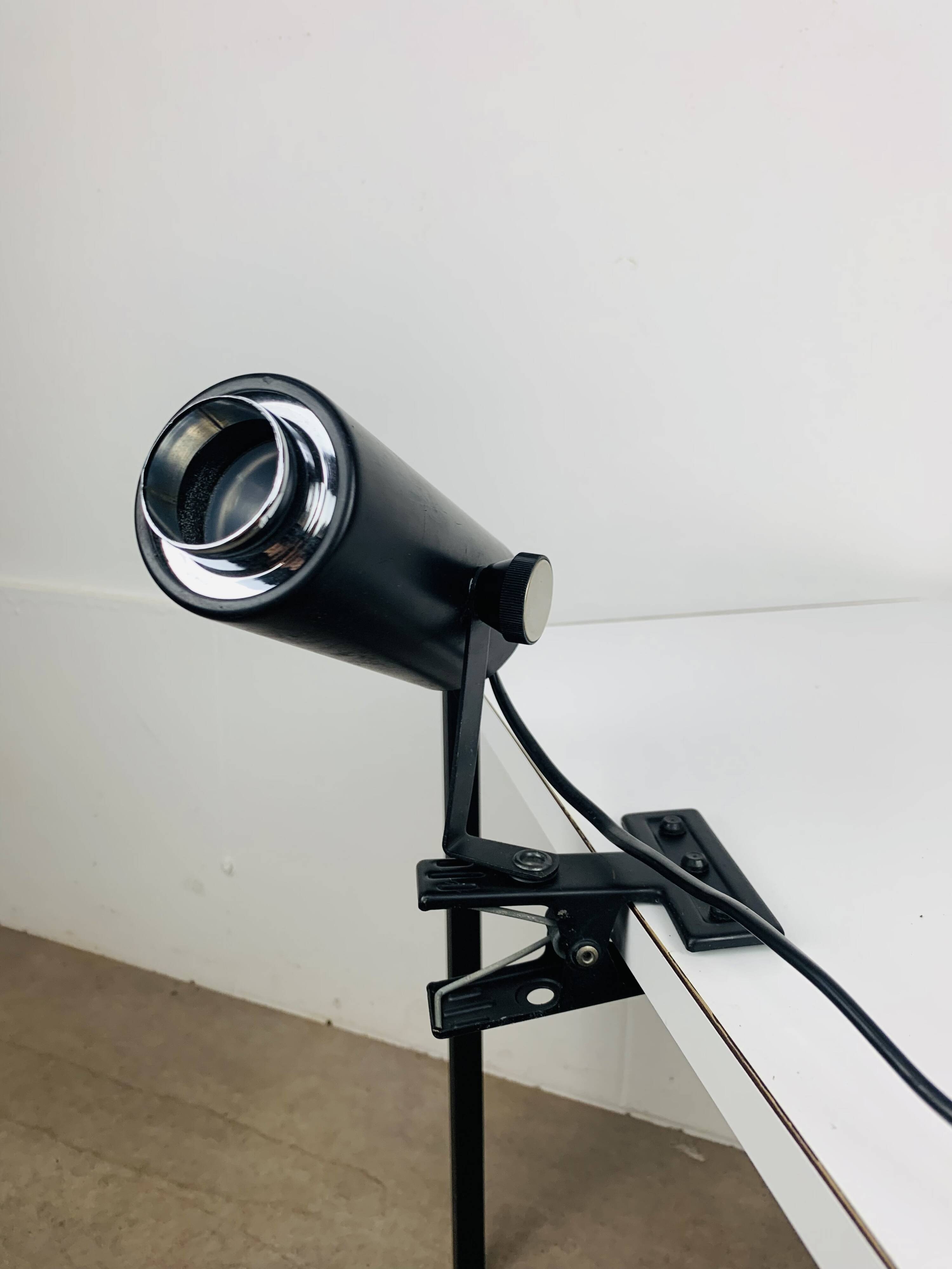 Vintage black metal clamp spotlight
