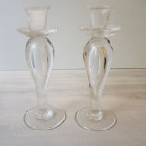 Paire bougeoirs en cristal St Louis