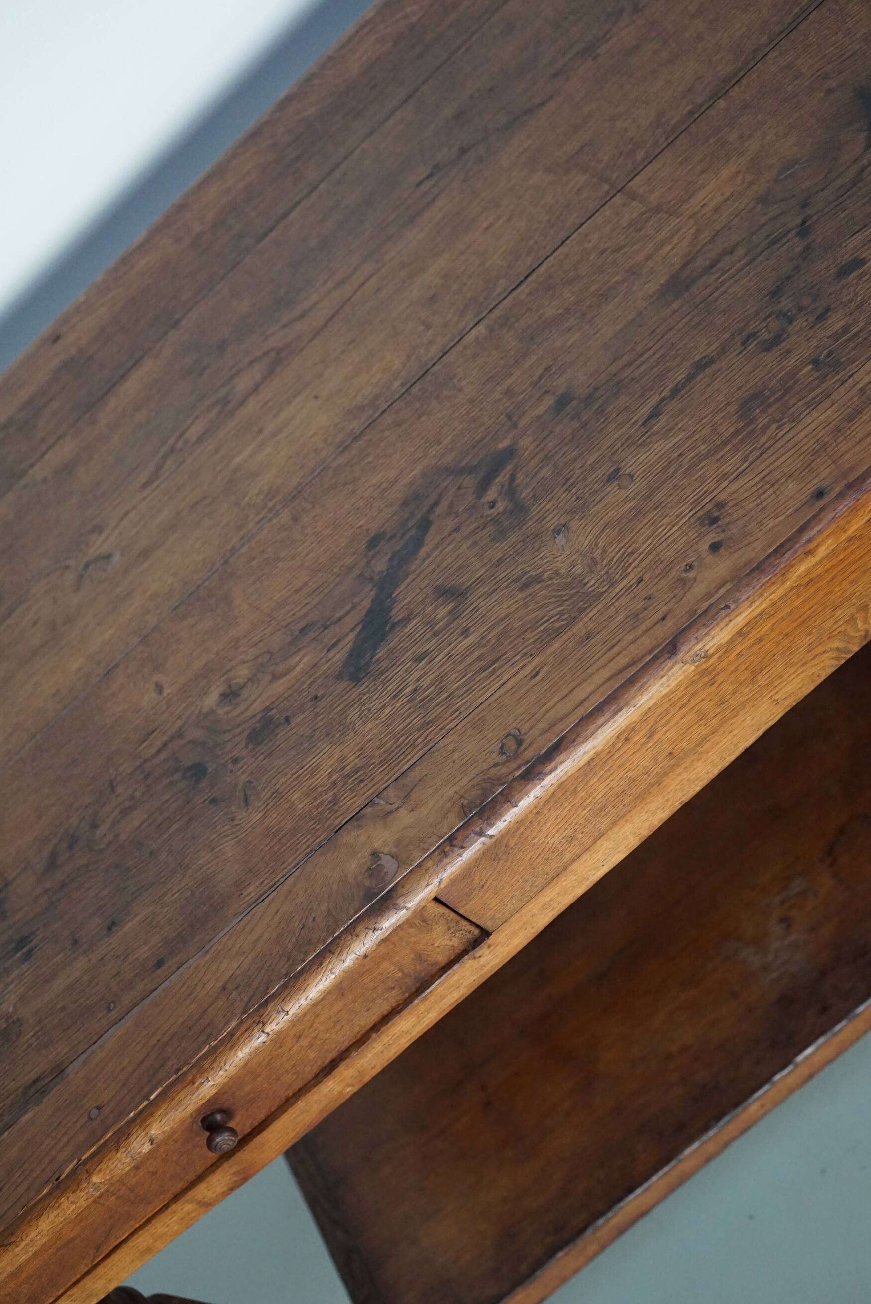 Antique oak 19th century French rustic console / drapers or side table