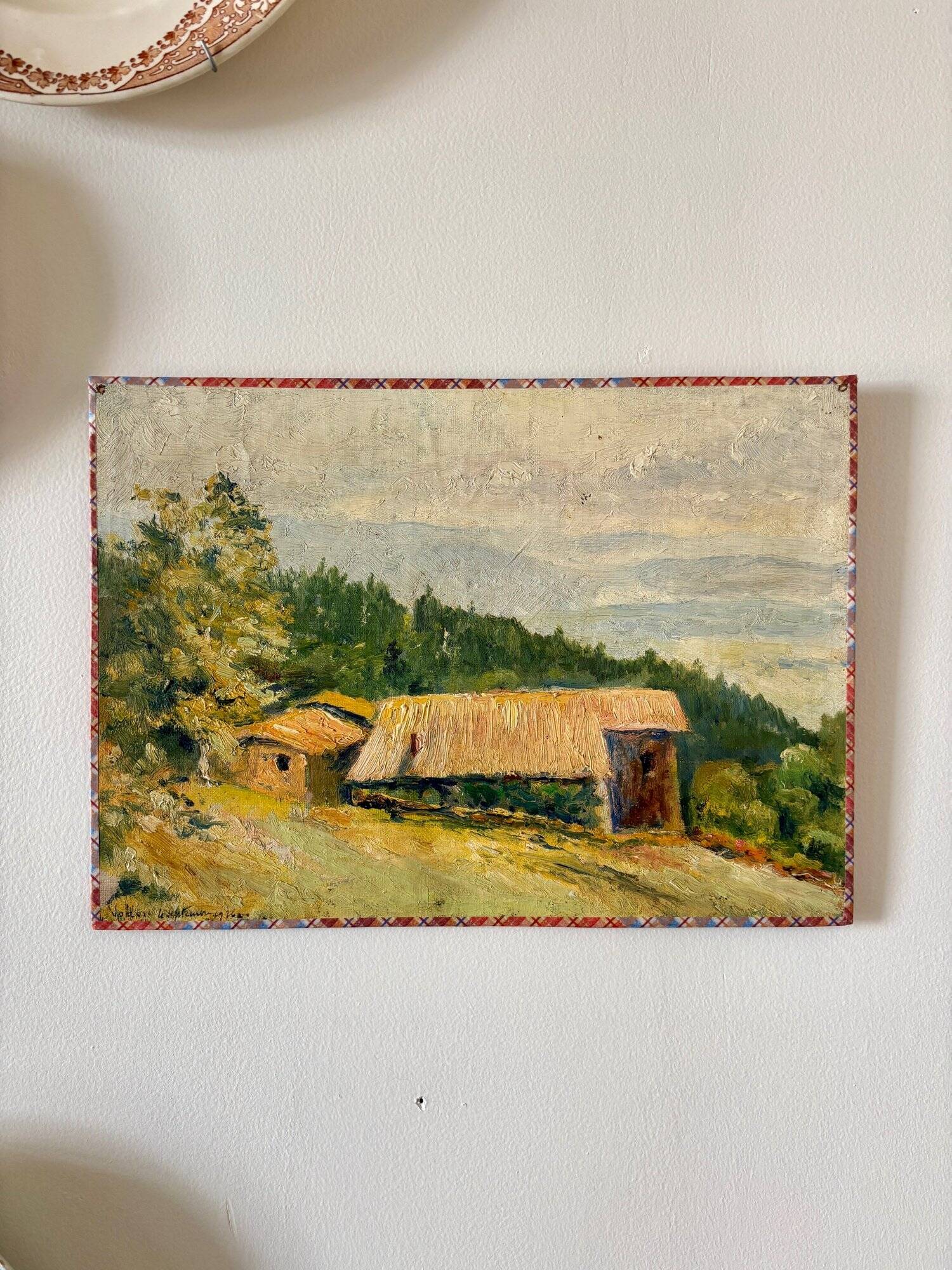 Peinture à l'huile sur toile "Maison et forêt" n°7