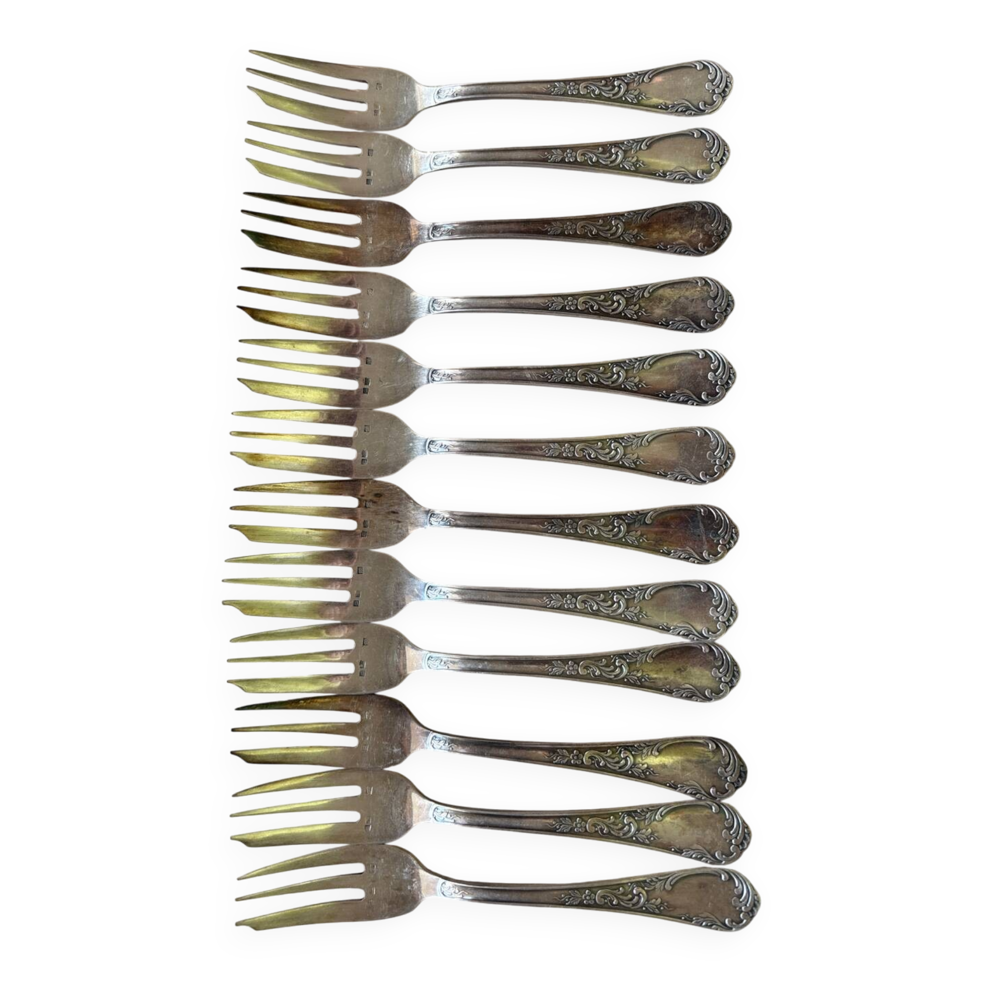 12 Christofle solid silver forks