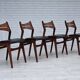 1960s, set of 4 reupholstered Danish dining chairs, design by Erik Buck.