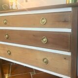 Commode ancienne française en merisier avec miroir – restaurée et peinte