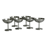 6 small stainless steel dessert bowls on stands