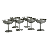 6 small stainless steel dessert bowls on stands