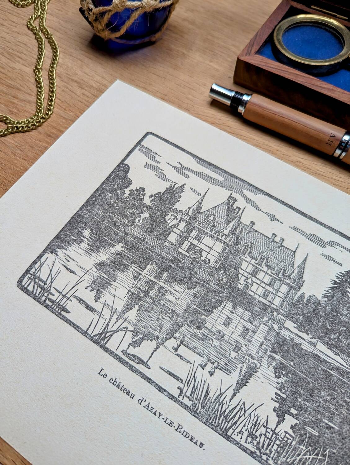 Printed in 1933, the castle of Azay-Le-Rideau, Indre-et-Loire.