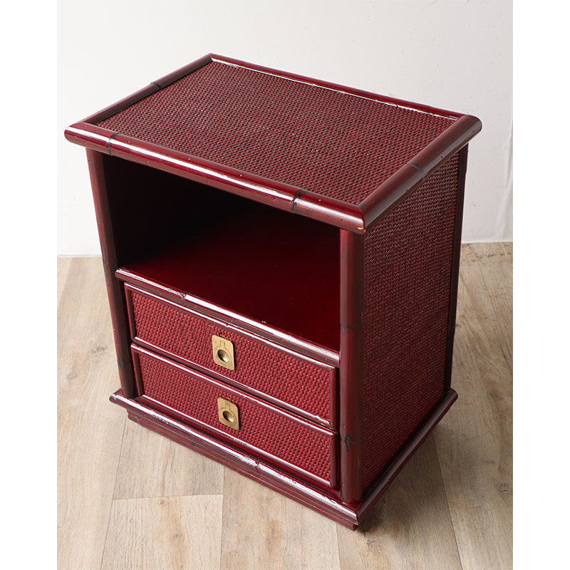 Vintage Dal Vera bedside table in bamboo and wicker, 1970