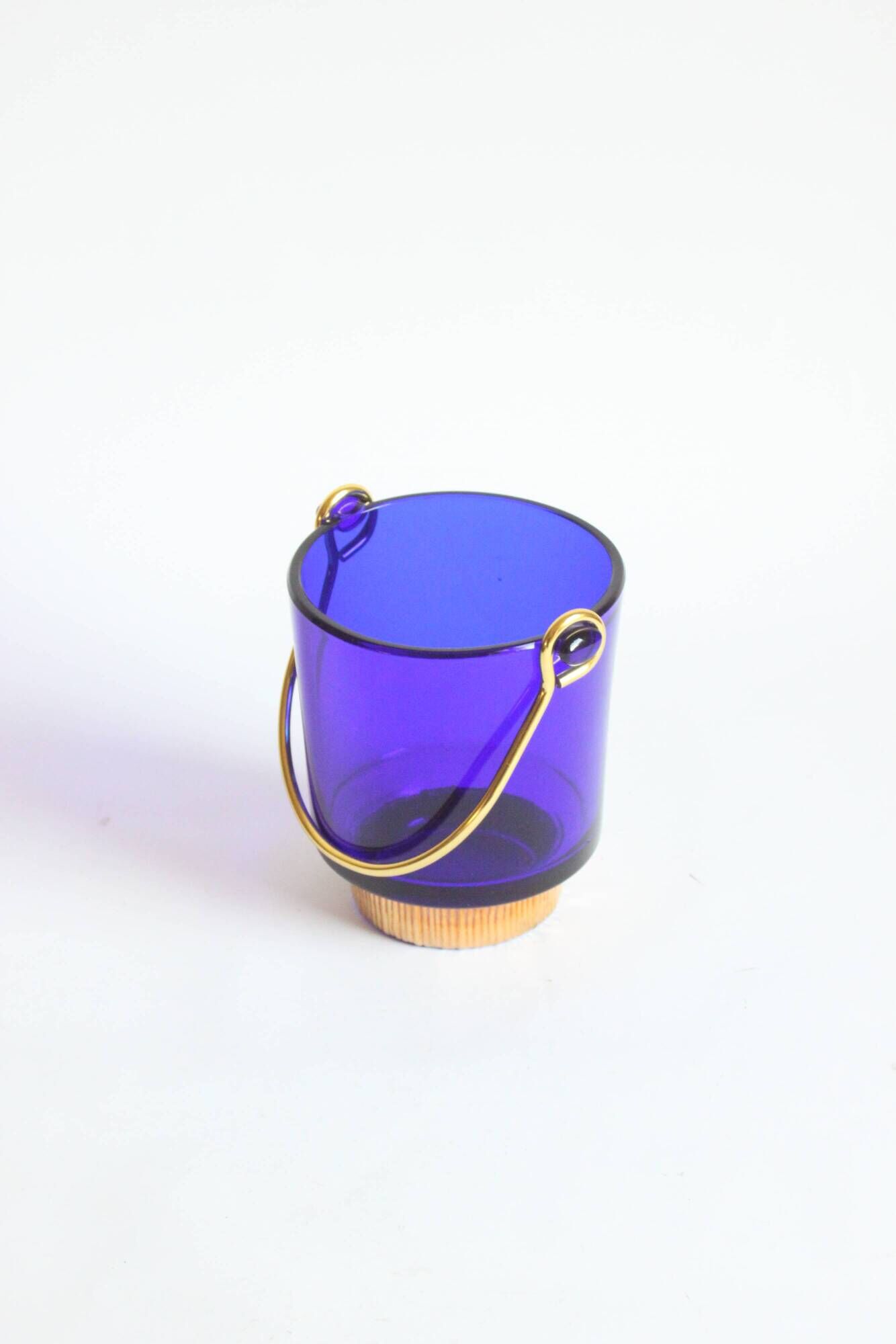 Cobalt blue glass ice bucket, 1960s