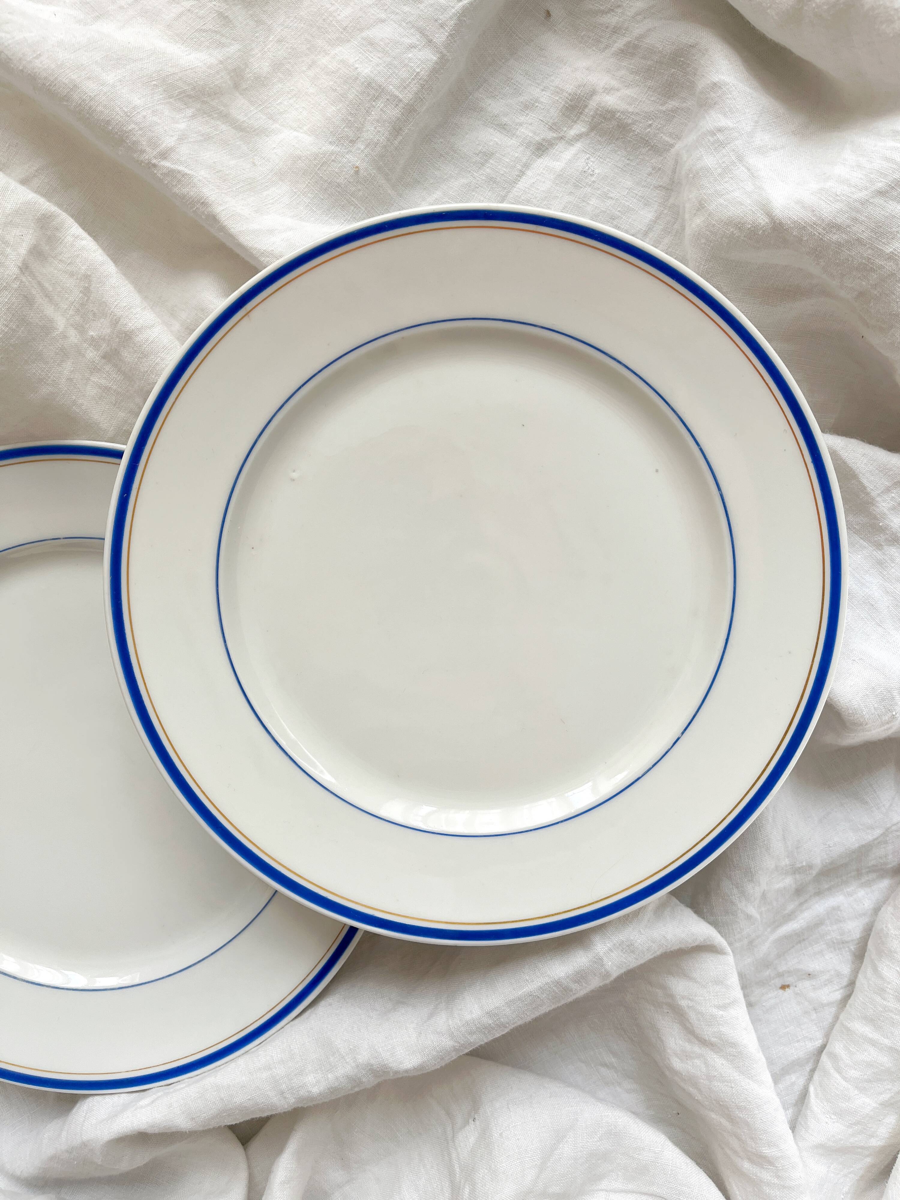 2 antique porcelain dessert plates in the Empire style, 19th century