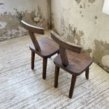 Pair of Aranjou elm “T” chairs
