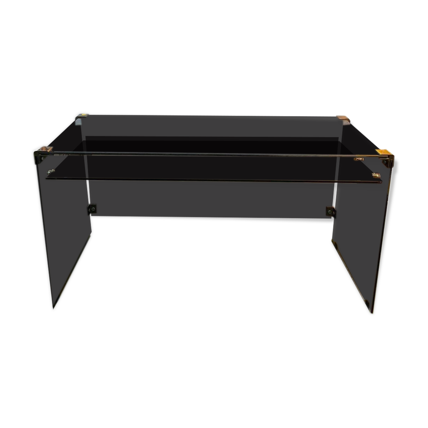 Smoked glass and metal desk, 1970s.