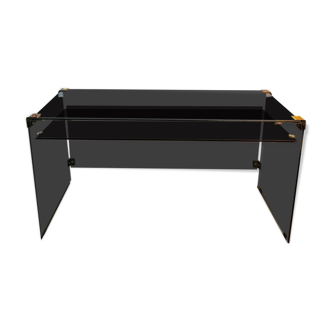 Smoked glass and metal desk, 1970s.