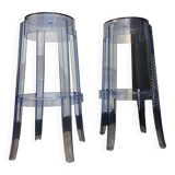 Charles ghost stackable high stool blue plastic / h 65 cm